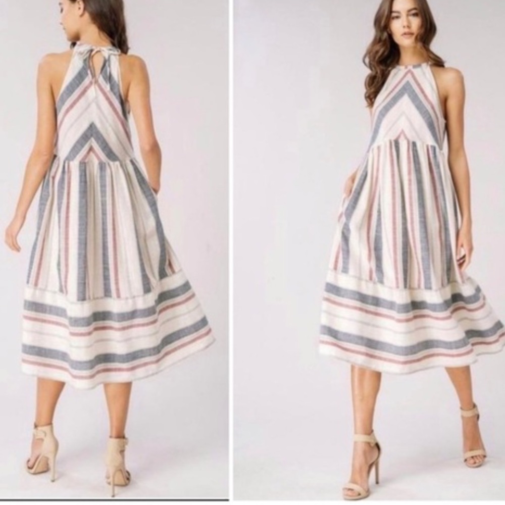 Listicle Multicolor Striped Midi Dress